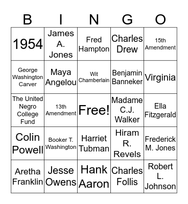 Black History BINGO Card