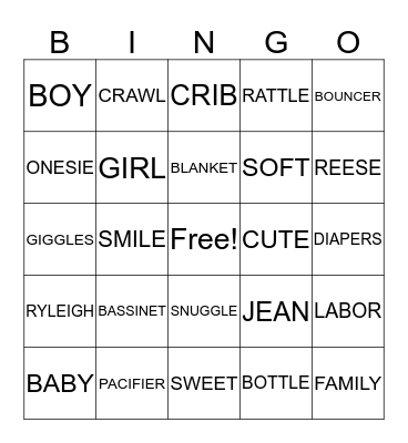 BABY SHOWER BINGO Card