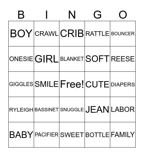 BABY SHOWER BINGO Card