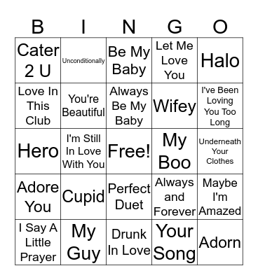 Be Mine! Bingo Card