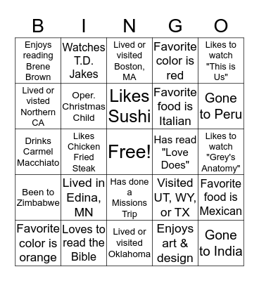 Fun Facts about Natalie and Jeremy Bingo Card