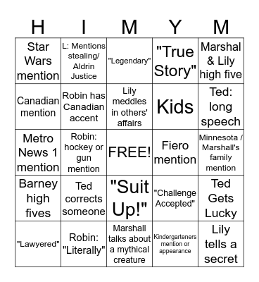 HIMYM BINGO Card