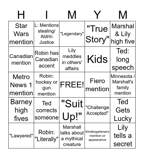 HIMYM BINGO Card