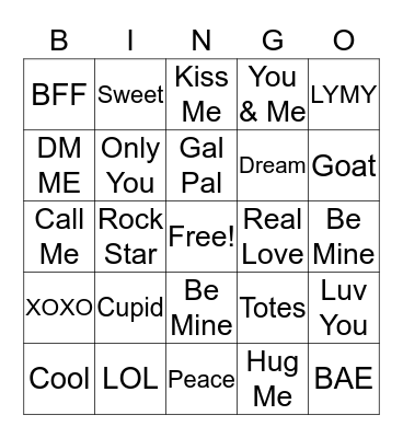 Valentine's Day Bingo Card