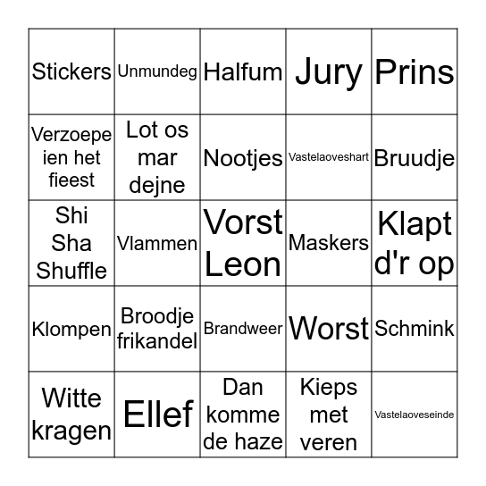 VorstenbalBingo Card