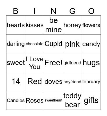 Valentines Day Bingo Card