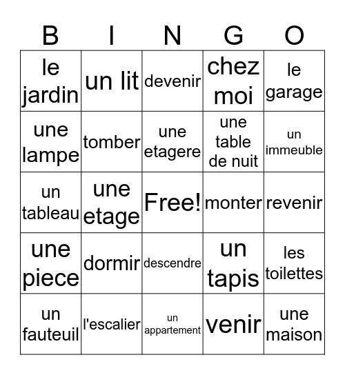 Vocabulary 8-2 Bingo Card