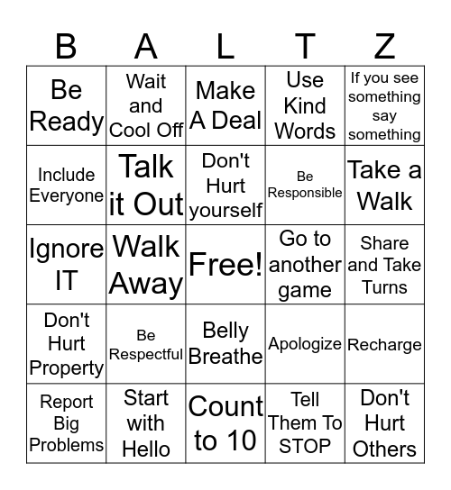 I ❤ BALTZ Bingo Card