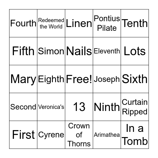 Lent Bingo Card