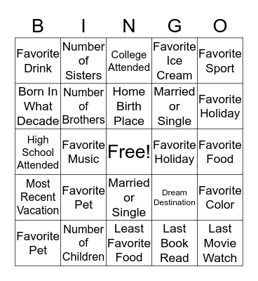 Bingo Mingle Bingo Card