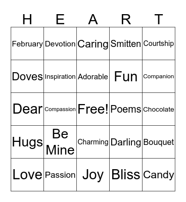 Valentine's Day Bingo Card