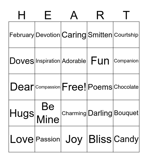 Valentine's Day Bingo Card