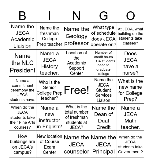 Introductions Bingo Card