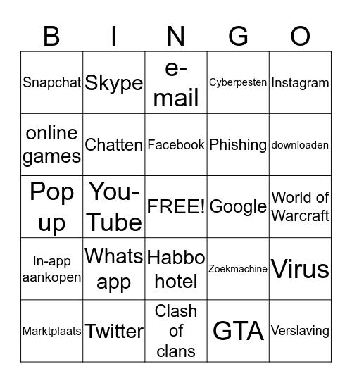 Mediawijsheid bingo Card