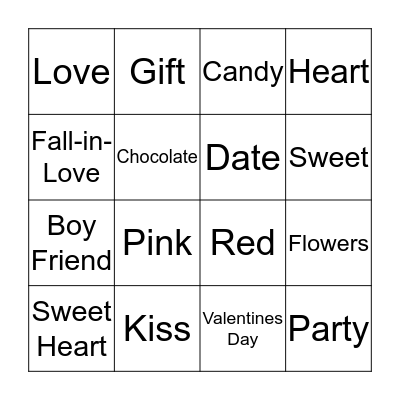 Valentines Day BINGO Card