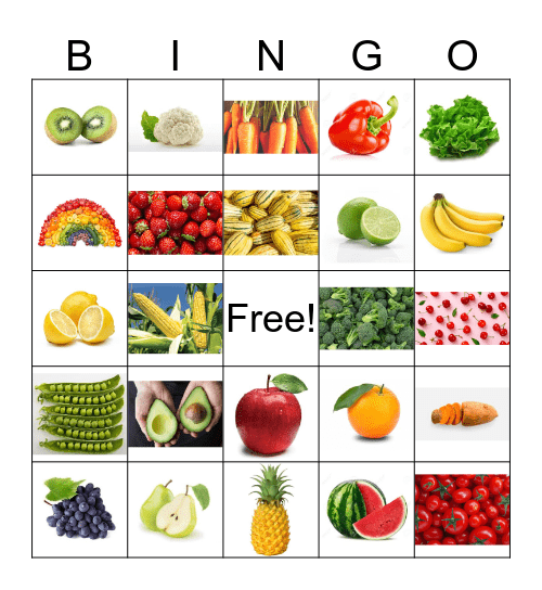 Fruit & Veggie Bingo Card