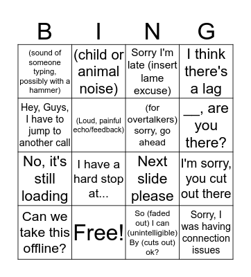 Conference Call Bingo Card