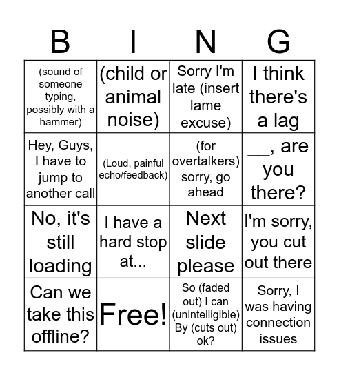 Conference Call Bingo Card