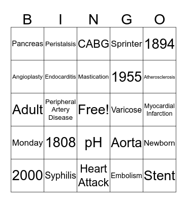 4th Six Weeks Quiz Bingo Card