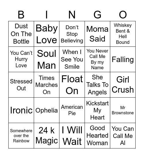 Bingo 28 Bingo Card