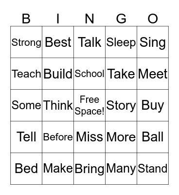 Sight Words! Bingo Card
