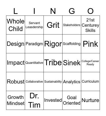 Lingo Bingo Card