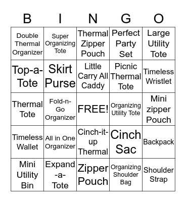 Thirty-One Bingo Card