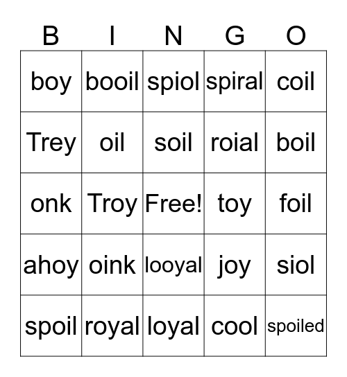 oy Bingo Card