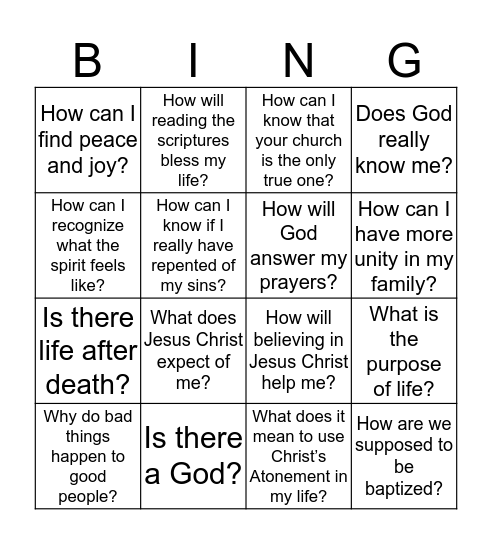 How Should You Use the Book of Mormon? Bingo Card