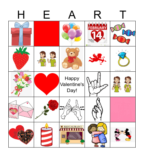 ASL Valentine Bingo Card