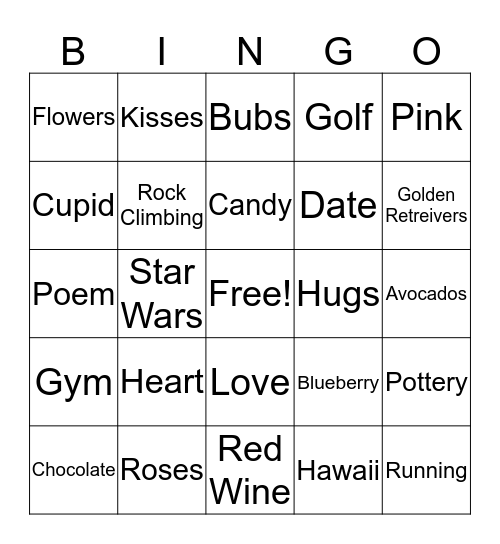 Feel the Love Bingo Card