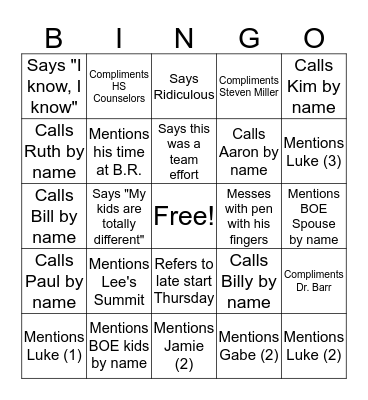 Dr. Al Bingo Card