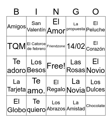 Valentín en Bingo Card
