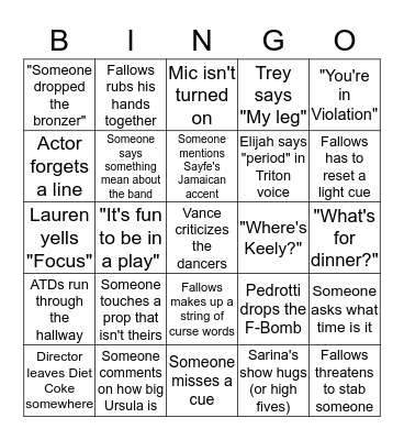 Tech Week Bingo Card