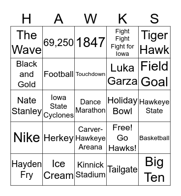 Hawkeye Bingo Card