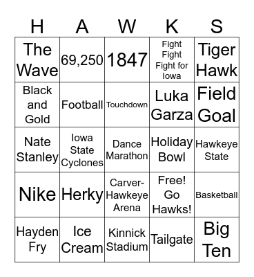 Hawkeye Bingo Card