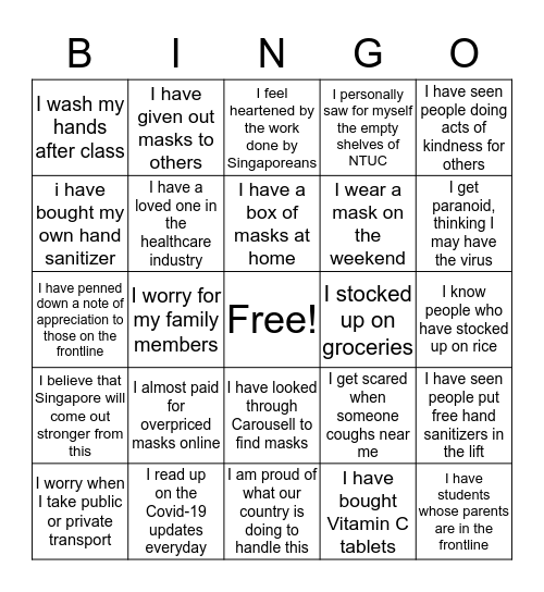 BGSS Bingo Card