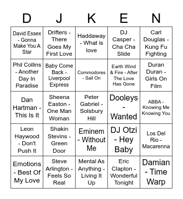 THE ORCHARD ROCK 'N' ROLL BINGO Card