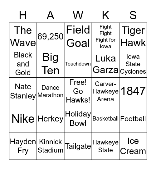 Hawkeye Bingo Card