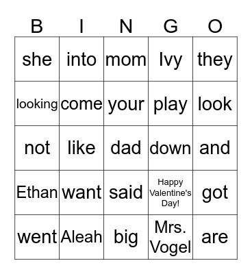 Happy Valentine's Day, Aleah, Ethan, & Ivy!!! Bingo Card