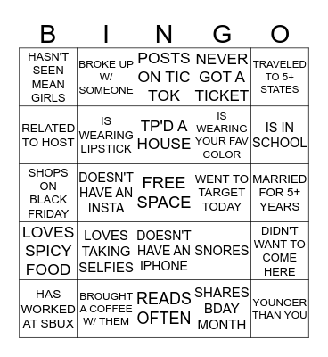 FIND SOMEONE WHO... Bingo Card
