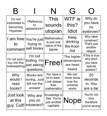 Anomic Bingo Card