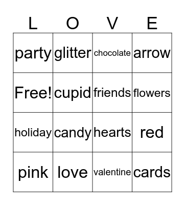 HAPPY  VALENTINES  DAY Bingo Card