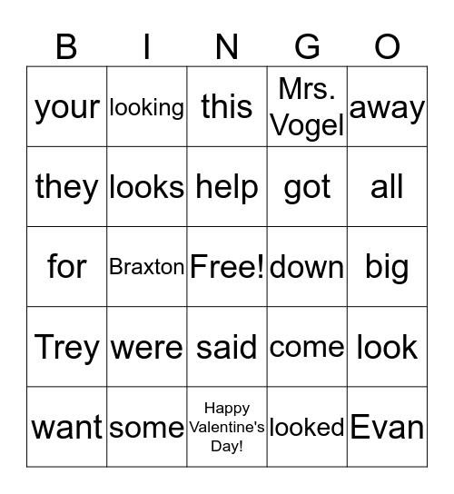 Happy Valentine's Day, Braxton, Evan, & Trey!!! Bingo Card