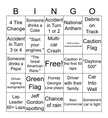 Nascar Bingo! Bingo Card