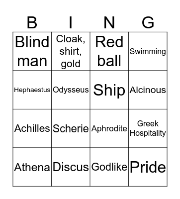 Odyssey Bingo Card