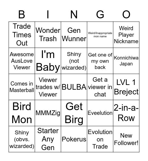 WTW Bingo Card