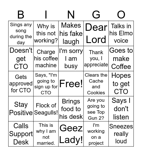 Oliver Bingo Card