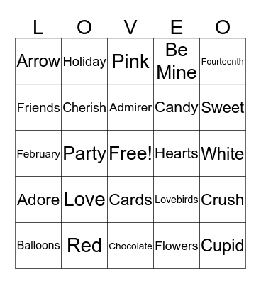 Happy Valentines Day !!! Bingo Card