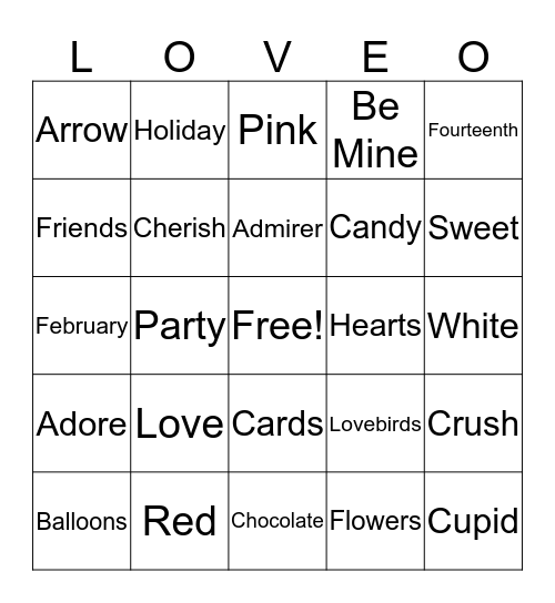 Happy Valentines Day !!! Bingo Card